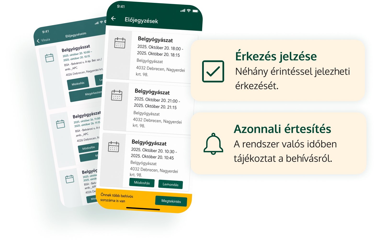 Előjegyzés képernyőkép